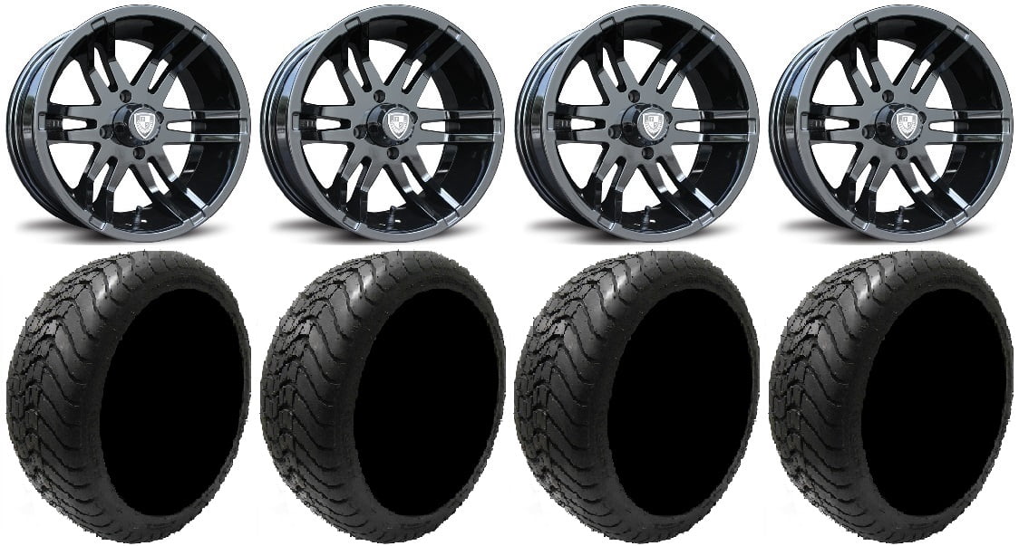 Fairway Alloys Flex Black Golf Wheels 14" 225x30-14 Mamba Tires Yamaha
