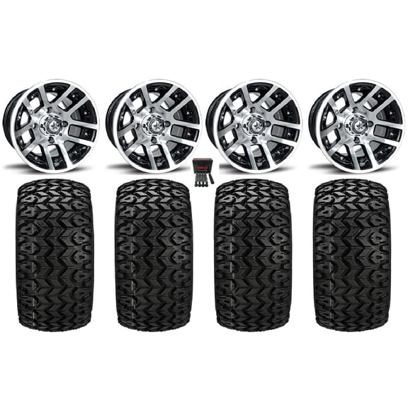 Fairway Alloys Illusion 10" Golf Wheels Black 22" Sierra Sport Tires Yamaha