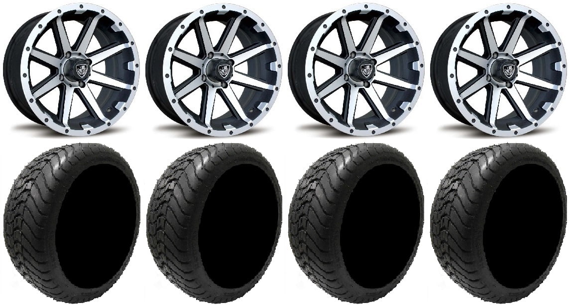 Fairway Alloys Rebel Mch Golf Wheels 14" 225x30-14 Mamba Tires E-Z-GO & Club Car