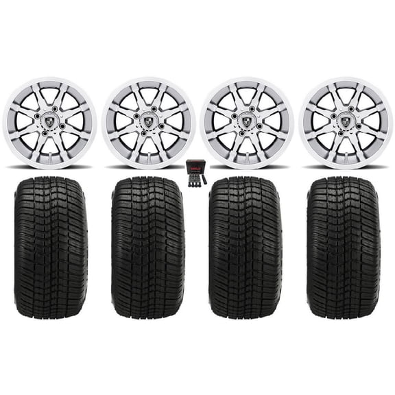 Fairway Alloys Shift 10" Golf Wheels Elite 205x50-10 Tires E-Z-GO & Club Car