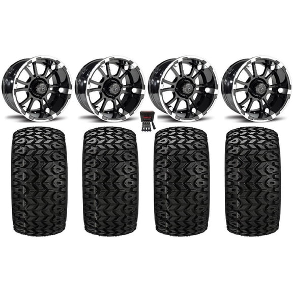 Fairway Alloys Sixer 12" Golf Wheels Machined 23" Sierra Sport Tires Yamaha