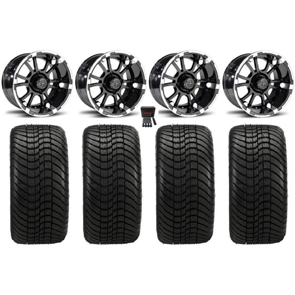 Fairway Alloys Sixer 12" Golf Wheels Mh Elite 215x35-12 Tires Yamaha