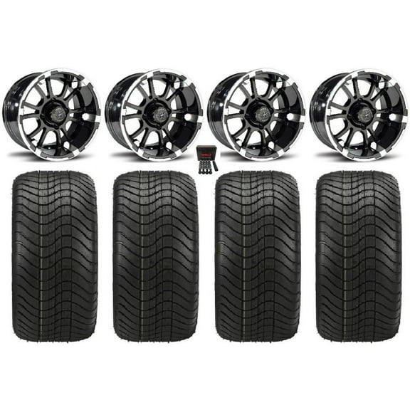 Fairway Alloys Sixer 12" Golf Wheels Mh Elite 215x40-12 Tires Yamaha