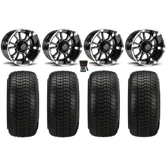 Fairway Alloys Sixer 14" Golf Wheels Elite 205x30-14 Tires E-Z-GO & Club Car