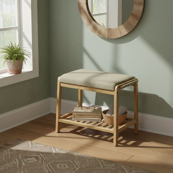 Fairway Avenue Home 19" Bamboo Upholstered Bench