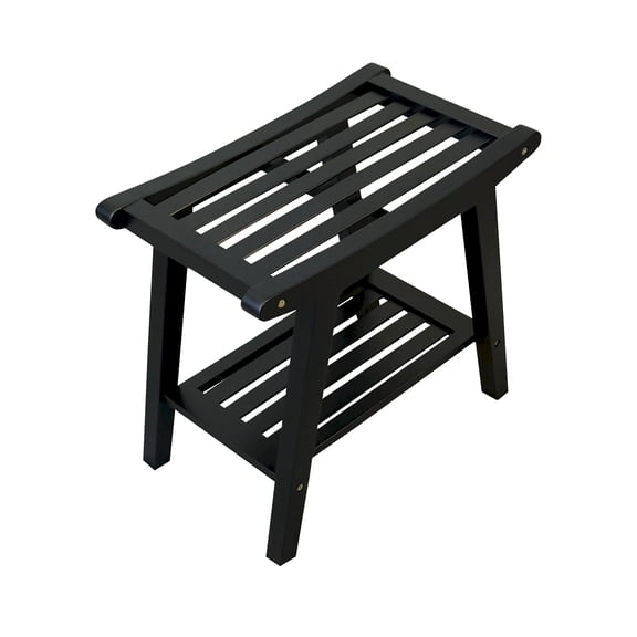 Fairway Avenue Home Solid Bamboo 19.5" Slat Spring Bench, Black