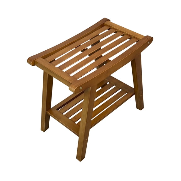 Fairway Avenue Home Solid Bamboo 19.5" Slat Spring Bench, Caramel