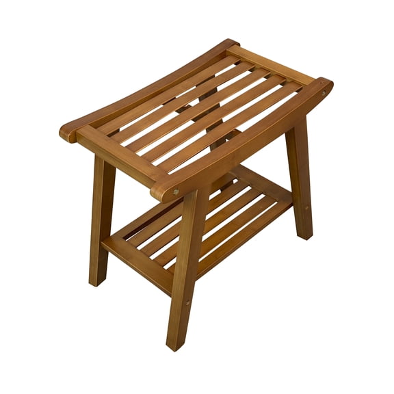 Fairway Avenue Home Solid Bamboo 19.5" Slat Spring Bench, Caramel