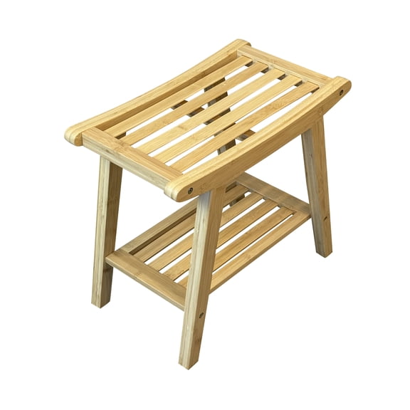 Fairway Avenue Home Solid Bamboo 19.5" Slat Spring Bench, Natural