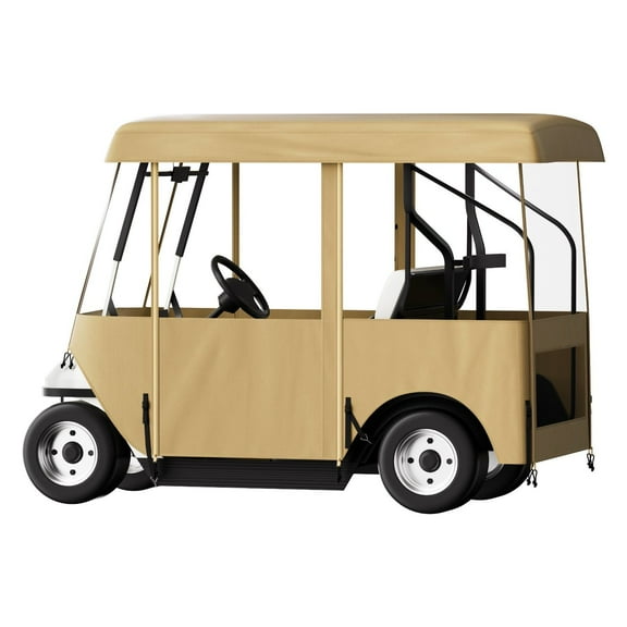 Fairway Deluxe 4-Person Golf Cart Enclosure, 4-Sided Waterproof Driving Cover with Clear Transparent Windows, Fits EZGO Club Car Yamaha Carts (Roof Up to 78.7 Inches Long)