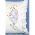 Fairway Needlecraft Daisy Motif Stamped Lace Edge Pillowcase Pair, 30