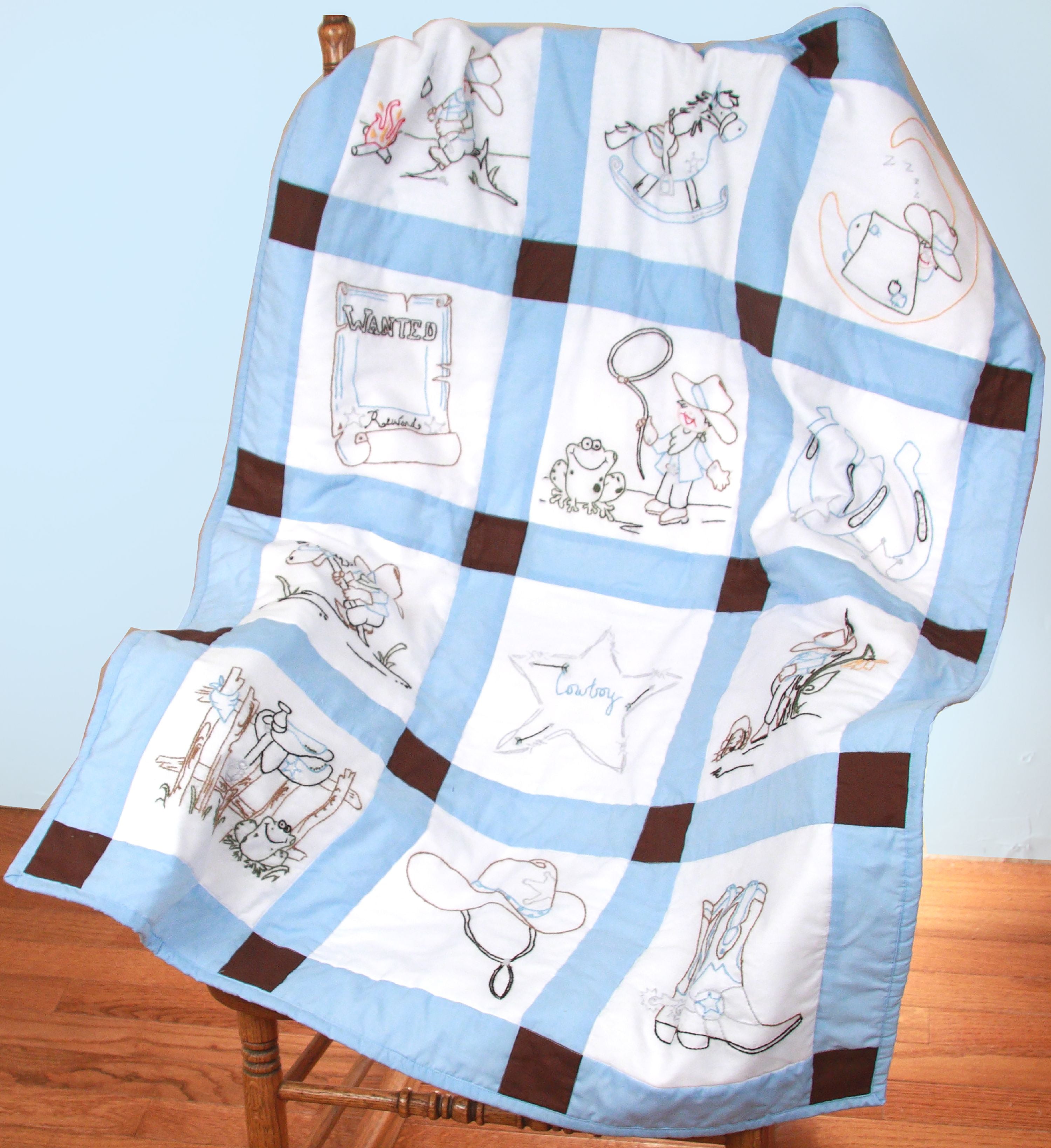 Fairway Stamped Baby Quilt Blocks 9"X9" 12/PkgBaby Cowboys