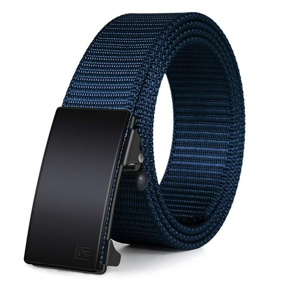 Fairwin Casual Ratchet Belts for Men, 1.25-Inch Nylon Automatic Buckle Belt, No Holes Invisible Belt,Blue