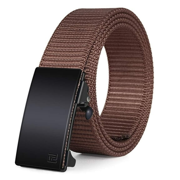 Fairwin Casual Ratchet Belts for Men, 1.25-Inch Nylon Automatic Buckle Belt, No Holes Invisible Belt,Coffee
