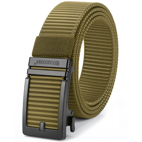 Fairwin Mens Belt Nylon Ratchet Belts Casual Golf Web Belt, Waist 29"-33", Brown