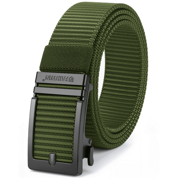 Fairwin Mens Belt Nylon Ratchet Belts Casual Golf Web Belt, Waist 29"-33", Green