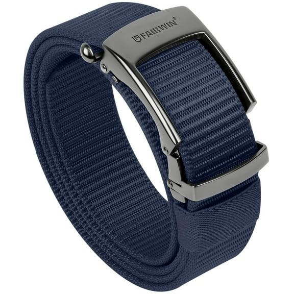 Fairwin Mens Belt Nylon Ratchet Belts Casual Golf Web Belt, Waist 33"-37", Blue