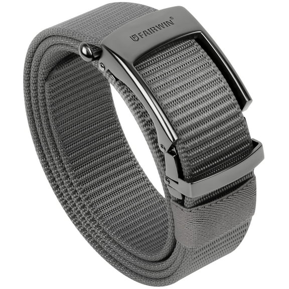 Fairwin Mens Belt Nylon Ratchet Belts Casual Golf Web Belt, Waist 37"-43", Grey