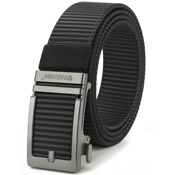 Fairwin Mens Belt Nylon Ratchet Belts Casual Golf Web Belt, Waist 43"-47", Black