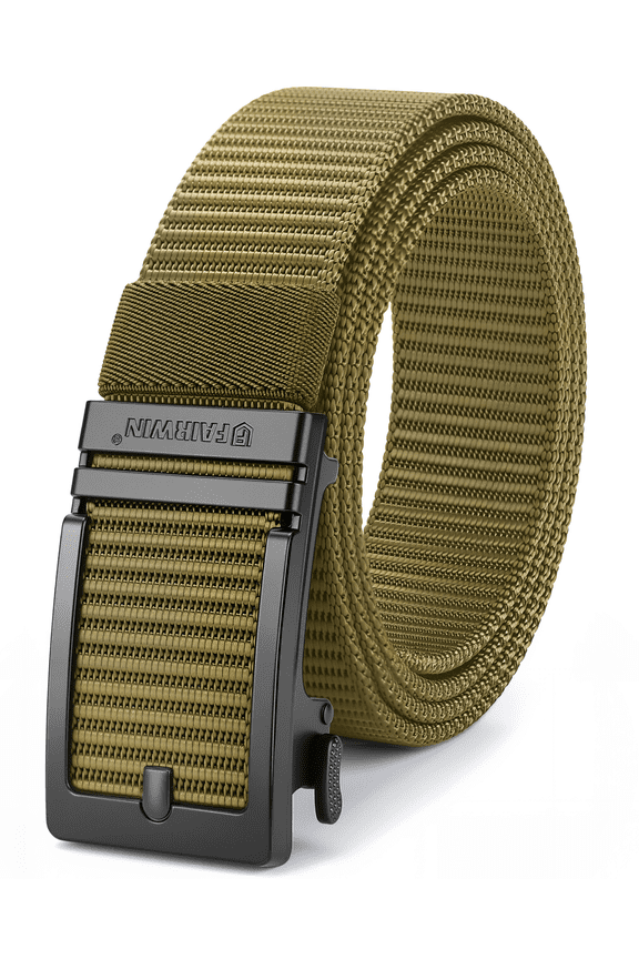 Mens Belt Nylon Ratchet Belts Casual Golf Web Belt, Waist 43"-47", Brown