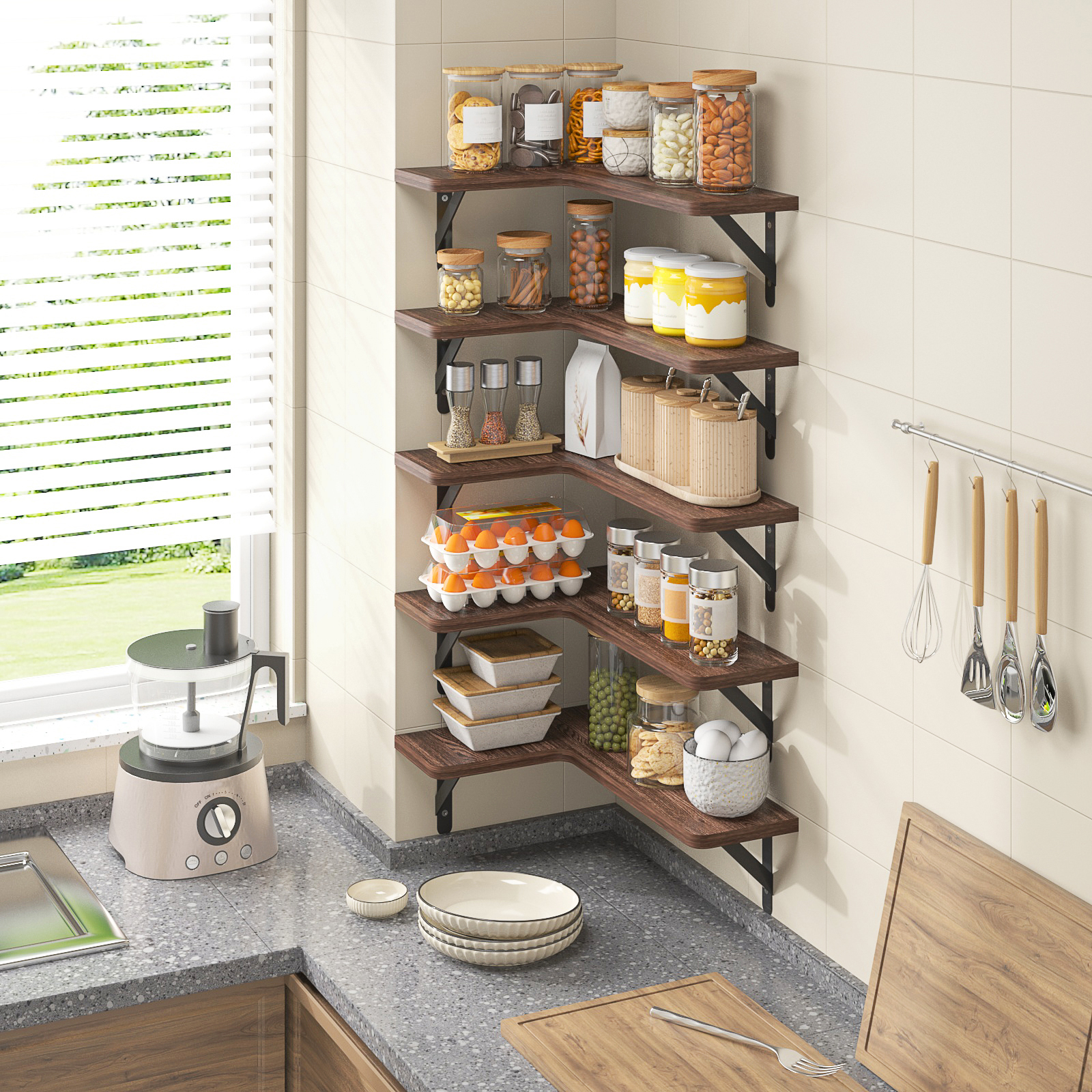 Fairy 0.6'' x 16.1'' 2-Tier Dark Carbonized Black Floating Shelf (5 Count)