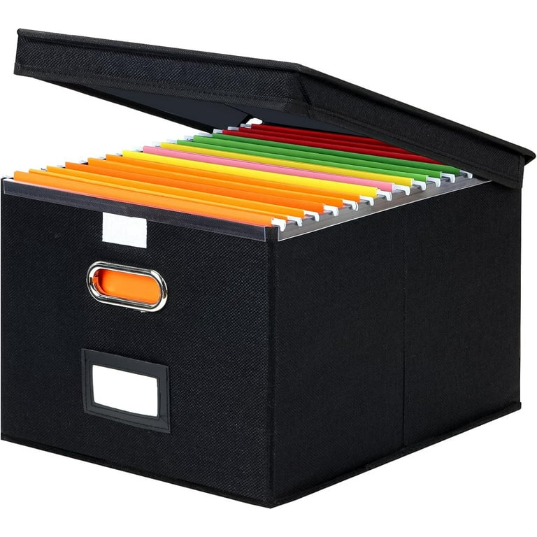 Fairy File Organizer Box with Lid 1 Compartment Letter Size Hanging File Folders 1 Pack Black 1 Count Walmart