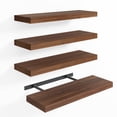 thumbnail image 1 of Fairy 15.8in Floating Shelves for Wall, Set of 4 Shelves for Bathroom, Bedroom, Kitchen Decro, Walnut, 1 of 7