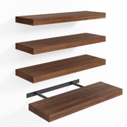 Fairy 15.8in Floating Shelves for Wall, Set of 4 Shelves for Bathroom, Bedroom, Kitchen Decro, Walnut