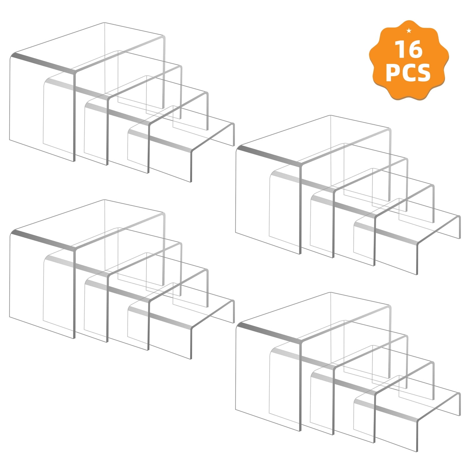 Fairy 16-Pack Clear Acrylic Display Risers, 4 Sizes Stand Set for ...