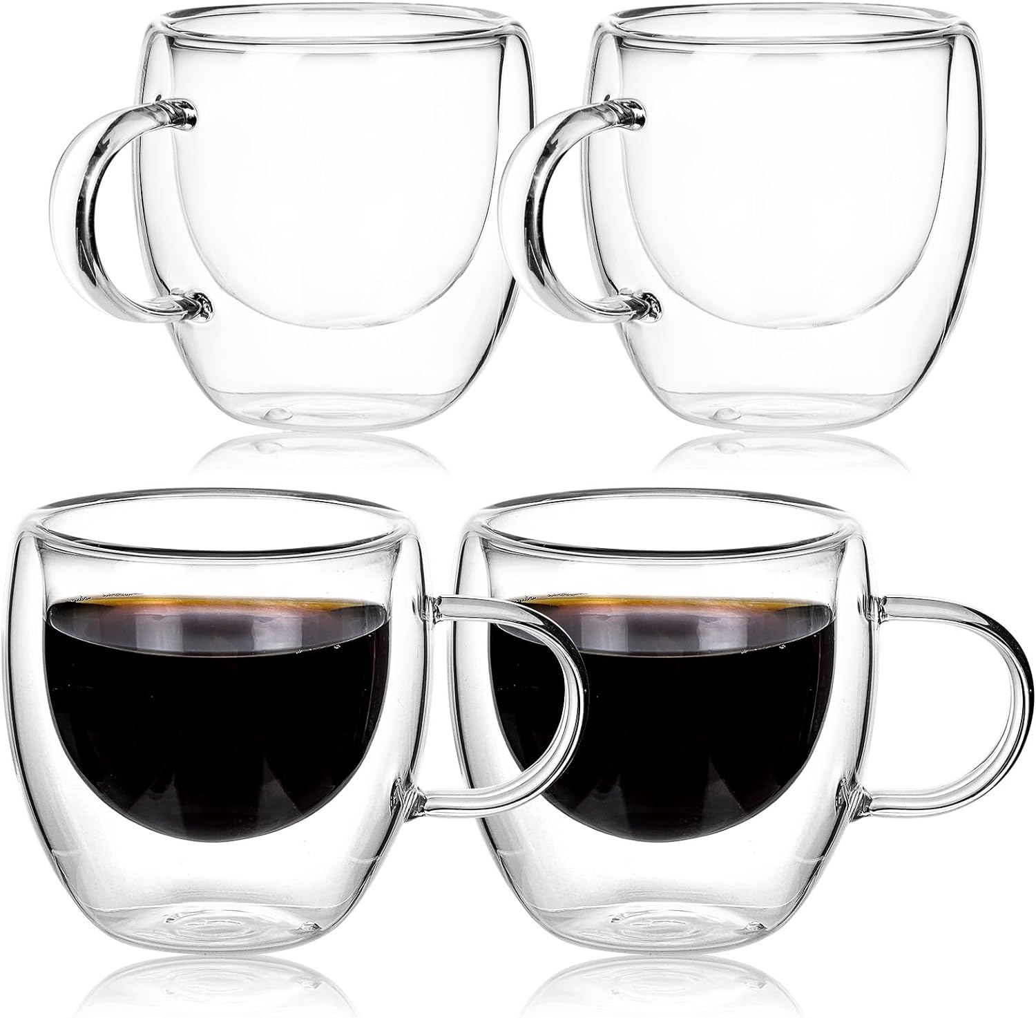 Clear Glass Iced Coffee Cup Coffee Cup Glass Set 2 Large Mugs Clear