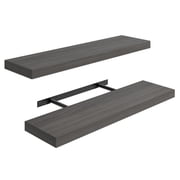 Fairy 2pcs Gray Floating Shelves for Wall, 22.5in Wall Mounted Storage Shelves for Bathroom, Kitchen, Bedroom and Living Room