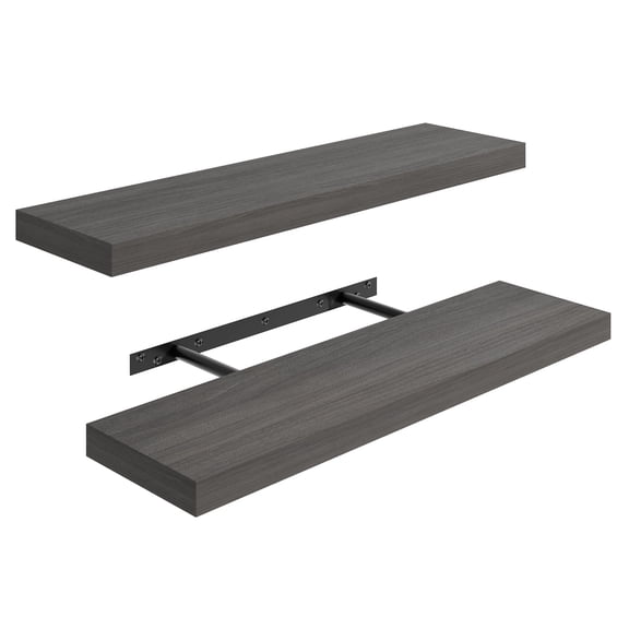 Fairy 2pcs Gray Floating Shelves for Wall, 22.5in Wall Mounted Storage Shelves for Bathroom, Kitchen, Bedroom and Living Room