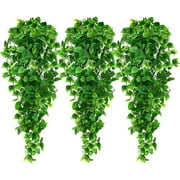 Fairy 3Pcs Artificial Hanging Plants, 3.6ft Fake Ivy Vine for Wall House Room Indoor Outdoor Decoration (No Baskets), 9.8x9.8x43.2inches, Green