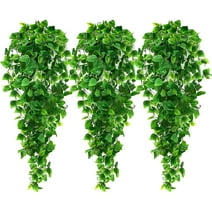 Fairy 3Pcs Artificial Hanging Plants, 3.6ft Fake Ivy Vine for Wall House Room Indoor Outdoor Decoration (No Baskets), 9.8x9.8x43.2inches, Green