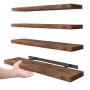 Fairy 4pcs Floating Shelves for Wall, 22.5in Bathroom Kitchen Shelves for Farmhouse Decor, Rustic Brown