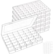 Fairy 6 Pack 36 Grids Clear Plastic Organizer Storage Box Container, Craft Storage with Adjustable Dividers, 10.2x6.3x1.57inches, Clear