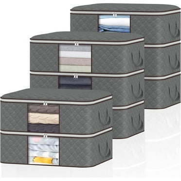 Fairy 8 Pack 36L Clothes Storage Bag Clothes Storage Organizer with Reinforced Handle Clear Windows, 19.7x13.9x7.9 inches, Grey