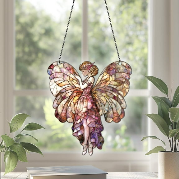 Fairy Acrylic Suncatcher, Fairy Ornaments, Fairy Decor, Fairy Gifts For Women Men, Fairy Sun Catcher For Window Hanging, Pink Fairy Ornament