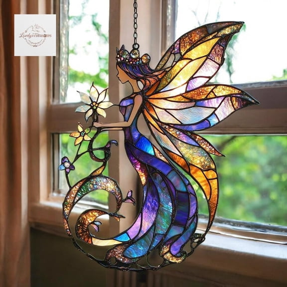 Fairy Acrylic Suncatcher Whimsical Fantasy Window Hanging Home Decor Gift for Fairy Tale Lovers