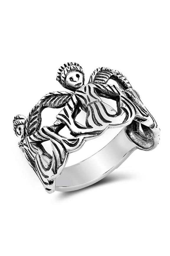 Fairy Angel Artistic Oxidized Ring .925 Sterling Silver Band Jewelry Female Male Unisex Size 8