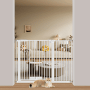 Fairy Baby 1.37" Ultra Narrow Spacing Gate with Adjustable Cat Door 30.1-45.9" Extra Wide Baby Dog Gate White Metal
