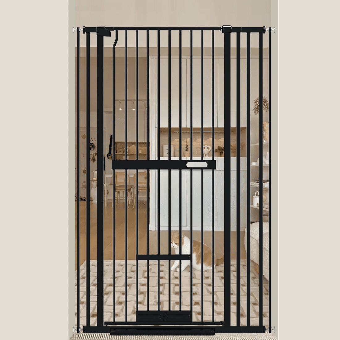 Fairy Baby 61.02" Extra Tall Cat Gate with pet Door Wide Pressure