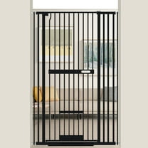 Fairy Baby 61.02" Extra Tall Pet Gate with Cat Door, 30.01"- 38.6" Wide Pressure Mounted Black Metal