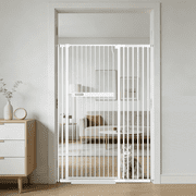 Fairy Baby 61-inch Extra Tall Cat Gate, 30-47 Pressure Mounted, 1.37-inch Narrow Spacing, White Alloy Steel for Pets & Babies