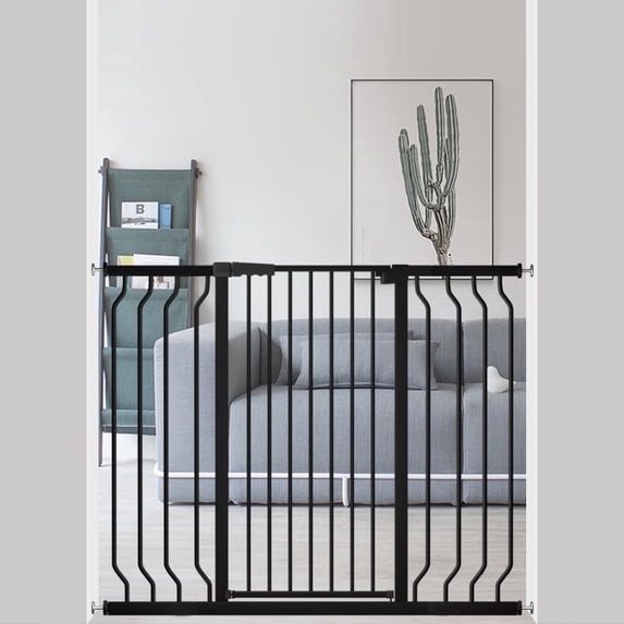 Fairy Baby Baby Gate Tall 40.55" Extra Wide Pet Dog Gate 30"-47" Black Metal