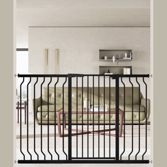 Fairy Baby Baby Gate Tall 40.55" Extra Wide Pet Dog Gate 30"-63" Black Metal