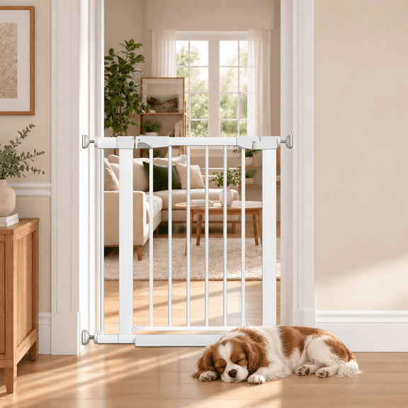 Fairy Baby Baby & Pet Gate, Fits 24–30" Openings, 20.8" Walk-Through, White
