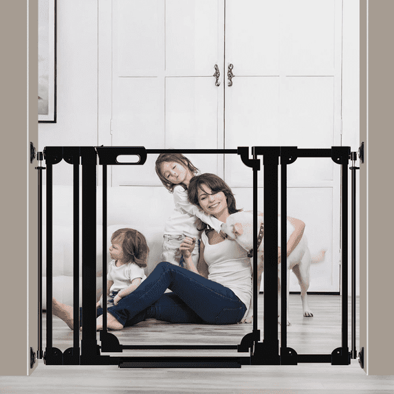 Fairy Baby Clear Baby Gate for Doorway 29-48 in Wide Pressure Mounted Baby Safety Gates Black