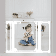 Fairy Baby Clear Baby Safety Gate with Wall Protectors 29-47 in Wide Pressure Mounted Gates White