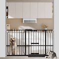 thumbnail image 1 of Fairy Baby Baby Safety Gate with Cat Door,49"-57" Extra Wide Pressure Mount Pet Gate Black Metal, 1 of 8